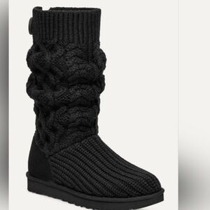 UGG Black Knit Slouch Fold Over Boots